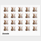 Cute Rabbit Couple – Love Bunny Sticker スクエアシール (シート)