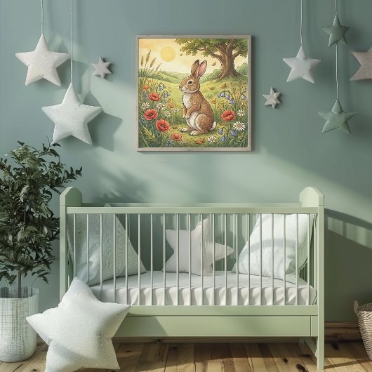 Cute Rabbit Forest Animals Nursery Poster ポスター
