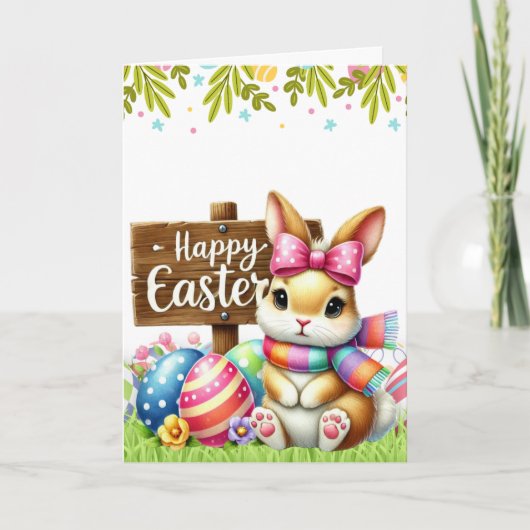 Cute Rabbit 'HAPPY EASTER' Card  カード (正面)