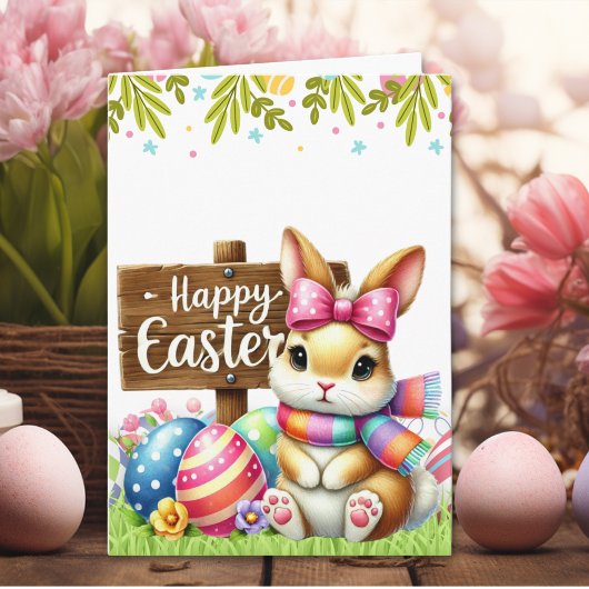 Cute Rabbit 'HAPPY EASTER' Card カード