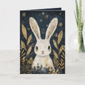 Cute Rabbit Nordic Woodland Merry Christmas Photo  シーズンカード (正面)