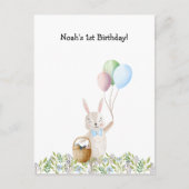 Cute Rabbit On A Picnic With Balloons Invitation ポストカード (正面)