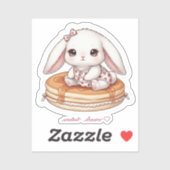 Cute Rabbit on Fluffy Pancake-Pancake Pajama Bunny シール (シート)
