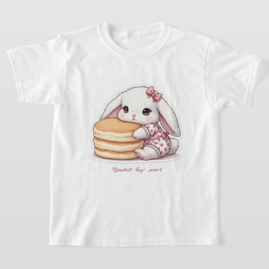 Cute Rabbit & Pancake - Adorable Breakfast Sweet Tシャツ (レイダウン)