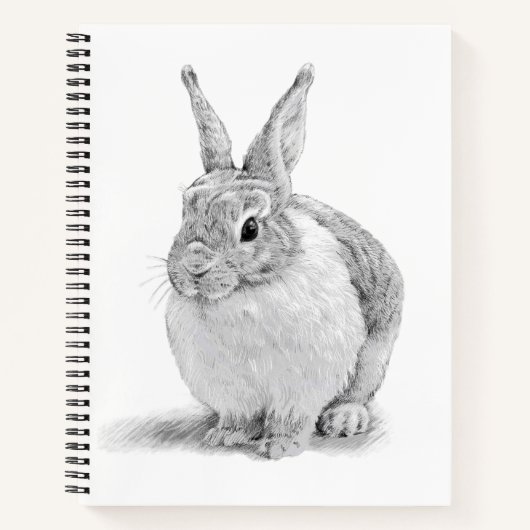 Cute Rabbit Pencil Drawing ノートブック (正面)