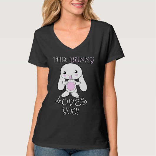 Cute Rabbit  , Quote This Bunny Loves You Easter Tシャツ (正面)