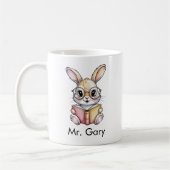 Cute Rabbit Reading a Book Custom コーヒーマグカップ (左)