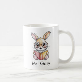 Cute Rabbit Reading a Book Custom コーヒーマグカップ