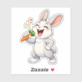 Cute Rabbit Singing Custom-Cut Vinyl Sticker シール (シート)