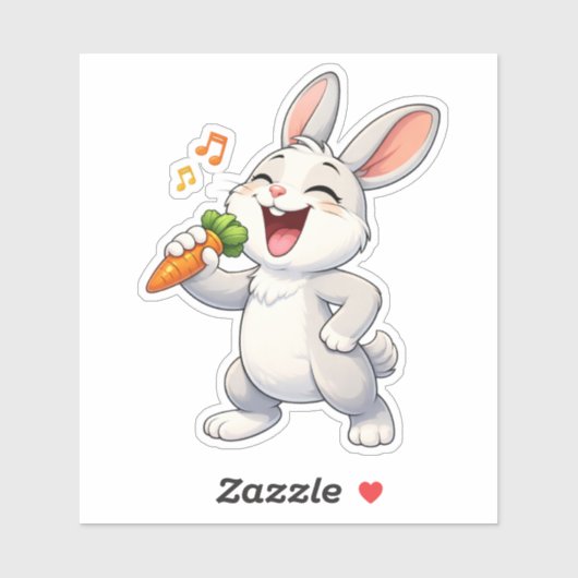Cute Rabbit Singing Custom-Cut Vinyl Sticker シール (シート)