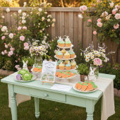 Cute Rabbit Veggie Garden Party First Birthday  招待状