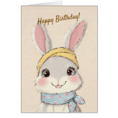 Cute Rabbit with Bandana Kids Birthday Invitation (正面)