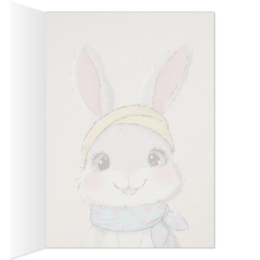 Cute Rabbit with Bandana Kids Birthday Invitation (内側 (右))