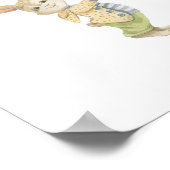 Cute Rabbit With Blue Balloon Nursery Poster ポスター (角)