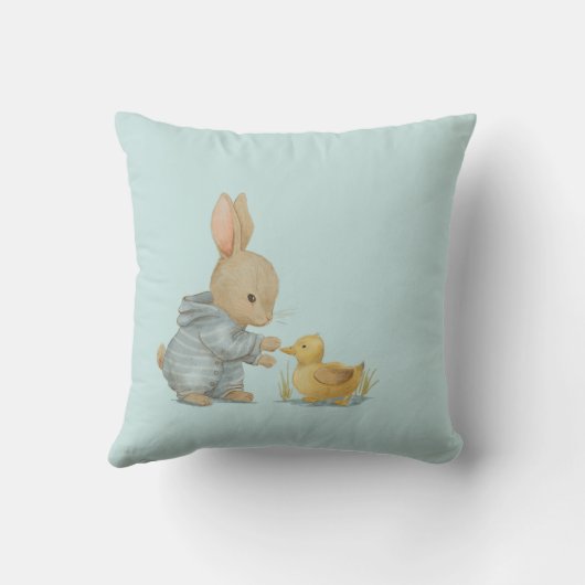 cute rabbit with duck クッション (裏面)