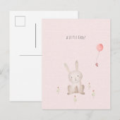 Cute Rabbit With Flowers Baby Girl Daughter ポストカード (正面/裏面)