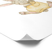 Cute Rabbit With Pink Balloon Nursery Poster ポスター (角)