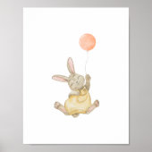 Cute Rabbit With Pink Balloon Nursery Poster ポスター (正面)