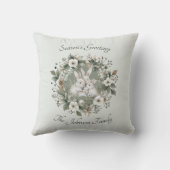 Cute Rabbits in a Floral Winter Wreath クッション (裏面)