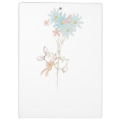 Cute rabbits with flowers notebook クリップボード (裏面)