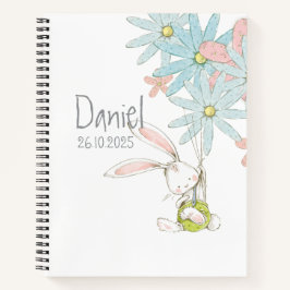 Cute rabbits with flowers notebook ノートブック