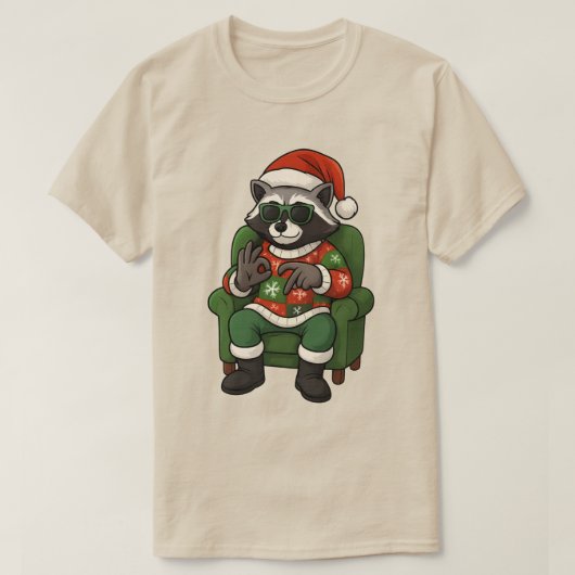 Cute Raccoon 67 Meme Six Seven 6-7 Christmas  Tシャツ (デザイン正面)