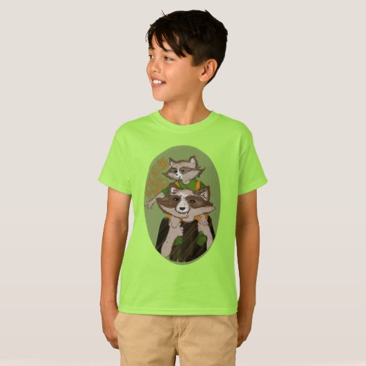 Cute Raccoon Adventure Awaits Commemorative  Tシャツ (正面フル)