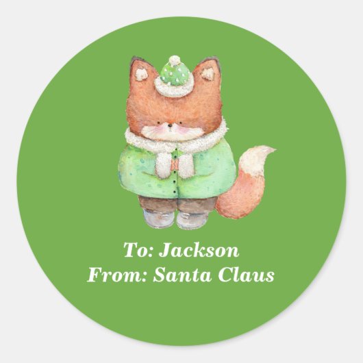 Cute Raccoon Animal Christmas From Santa Claus ラウンドシール (正面)
