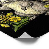 Cute Raccoon Balloon Heart Flowers Sweet Raccoon L ポスター (角)