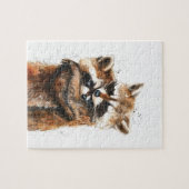 Cute Raccoon Couple Love Jigsaw Puzzle ジグソーパズル (横)