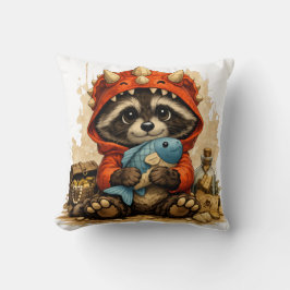 Cute Raccoon Dino Hoodie Pillow Kawaii Kids Decor クッション