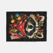 Cute Raccoon F Christmas Lights Festive Forest Ani フリースブランケット (正面(横))