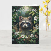 Cute Raccoon Father's Day カード (黄色い花)