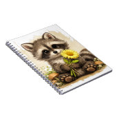 Cute Raccoon Flower Notebook – Kawaii Animal ノートブック (右側)