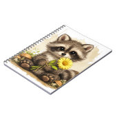 Cute Raccoon Flower Notebook – Kawaii Animal ノートブック (左側)