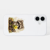 Cute Raccoon Flower Phone Case – Kawaii Art iPhone 16ケース (裏面横)