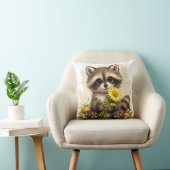 Cute Raccoon Flower Pillow Kawaii Animal クッション (椅子)
