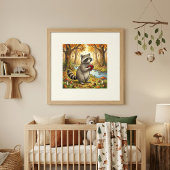 Cute Raccoon Forest Animals Nursery Poster ポスター