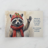 Cute Raccoon Fun Animal Friend Christmas カード (内部)