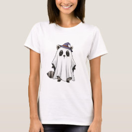 Cute Raccoon Ghost in Witch Hat Halloween Tシャツ