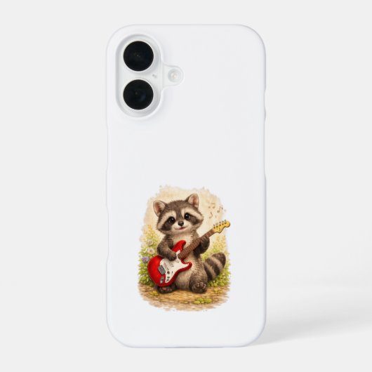Cute Raccoon Guitar iPhone 16 Case Kawaii 16ケース (裏面)