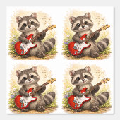 Cute Raccoon Guitar Pattern Wallpaper Kids 壁紙 (正面)