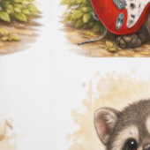 Cute Raccoon Guitar Pattern Wallpaper Kids 壁紙 (縫い目)