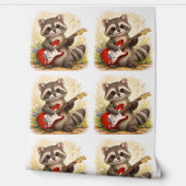 Cute Raccoon Guitar Pattern Wallpaper Kids 壁紙 (ほどく)