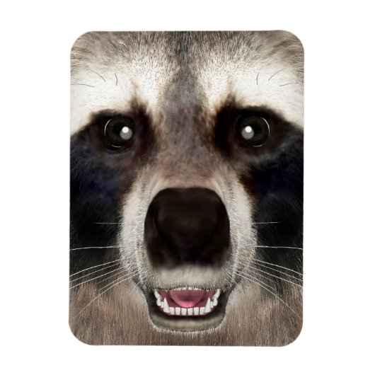 Cute Raccoon Head Funny Animal Portrait マグネット (縦)