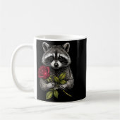Cute Raccoon Holding A Red Rose Sweet Raccoon Love コーヒーマグカップ (左)