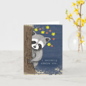 Cute Raccoon I secretly Admire You Unique Love カード (黄色い花)