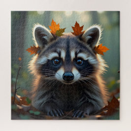 Cute Raccoon in Fall Leaves ジグソーパズル