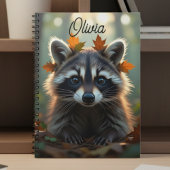 Cute Raccoon in Fall Leaves Personalized ノートブック