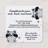 Cute raccoon knitting needles yarn crafts スクエア名刺 (裏面)